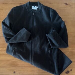 Topman, Men's Wool Long Jacket, Army Green, Lined, US Small